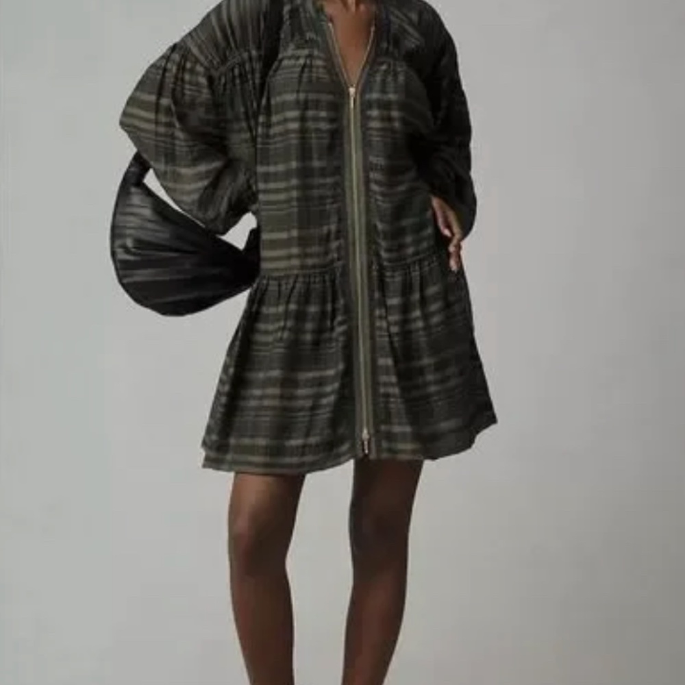 By Anthropologie Long-Sleeve Zip-Front Mini Dress Size XS